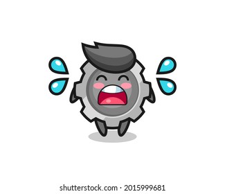 gear cartoon illustration with crying gesture , cute style design for t shirt, sticker, logo element