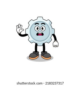 gear cartoon illustration doing stop hand , character design