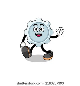 gear cartoon walking , character design