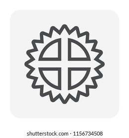 Gear chain of bicycle icon, 48x48 perfect pixel and editable stroke.