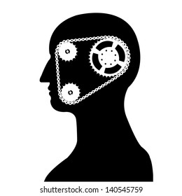 gear & chain brain silhouette vector 
