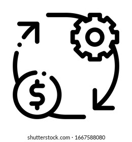 Gear Change Money Icon Vector. Outline Gear Change Money Sign. Isolated Contour Symbol Illustration