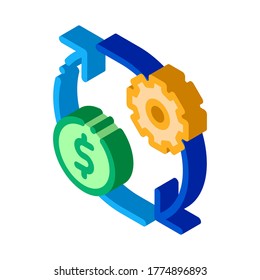 Gear Change Money Icon Vector. Isometric Gear Change Money sign. color isolated symbol illustration