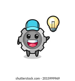 caricatura de personajes de equipo obteniendo la idea, diseño de estilo lindo para camiseta, pegatina, elemento logo