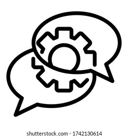 Gear chat ad icon. Outline gear chat ad vector icon for web design isolated on white background
