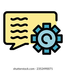 Gear chat icon outline vector. Speach election. Student school color flat