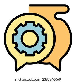 Rahmenvektorgrafik des Gear-Chat-Supports Anruf des Kunden. Hilfsfarbe Mitte
