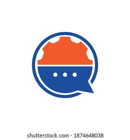 Gear Chat Vektor Logo Design-Vorlage. Gear Bubble Chat Vektorlogo.