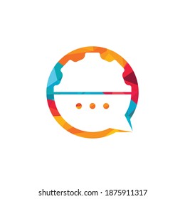 Gear chat vector logo design template. Gear bubble chat vector logo.