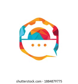 Gear chat vector logo design template. Gear bubble chat vector logo.	
