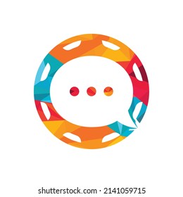 Gear chat vector logo design template. Gear bubble chat vector logo.	