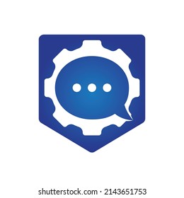Gear chat vector logo design template. Gear bubble chat vector logo.	