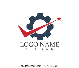 Gear check mark icon logo design