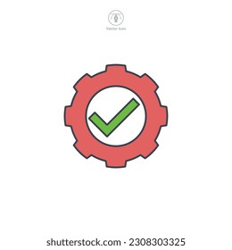 gear check mark icon symbol template for graphic and web design collection logo vector illustration