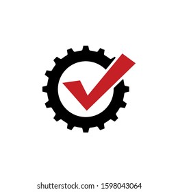 Gear And Check Mark Icon Vector Design Template 002