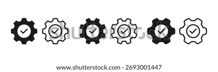 Gear and check mark symbol. Easy Installation icon vector. Quick settings icon