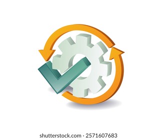 Gear with check mark symbol icon