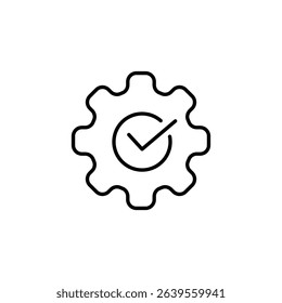 Gear With Check Mark Symbolizing Process Completion Approval