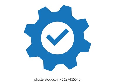 Engrenagem com Ícone de marca de verificação para configurações Projeto de aprovação, marca de verificação de engrenagem, ícone de configurações, projeto de aprovação, gráfico de engrenagem, símbolo de verificação, logotipo da engrenagem, emblema de configurações, emblema de aprovação, design de engrenagem, gráfico de verificação
