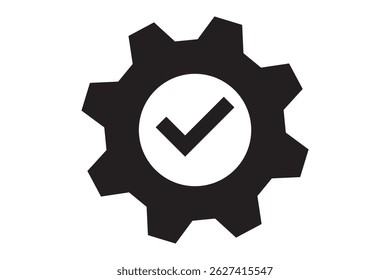 Gear with Checkmark Icon for Settings Approval Design, gear checkmark, settings icon, approval design, cog graphic, check symbol, gear logo, settings emblem, approval badge, cog design, check graphic