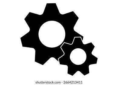 Engranaje con el Vector del icono de la marca de verificación. En diseño del estilo de la línea en el fondo blanco. Ilustración vectorial