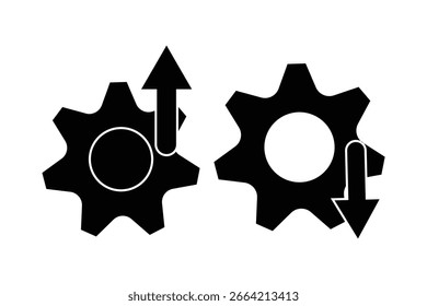 Engranaje con el Vector del icono de la marca de verificación. En diseño del estilo de la línea en el fondo blanco. Ilustración vectorial