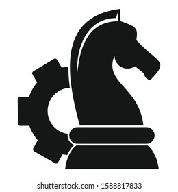 Gear chess horse icon. Simple illustration of gear chess horse vector icon for web design isolated on white background