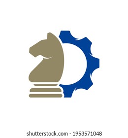 Gear Chess logo design vector illustration, Creative Chess logo design concept template, symbols icons