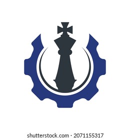 Gear Chess logo design vector illustration. Creative Chess logo design concept template.	

