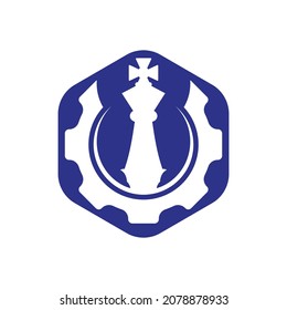 Gear Chess logo design vector illustration. Creative Chess logo design concept template.	

