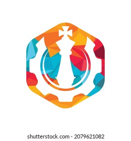 Gear Chess logo design vector illustration. Creative Chess logo design concept template.	

