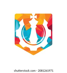 Gear Chess logo design vector illustration. Creative Chess logo design concept template.	
