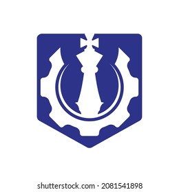 Gear Chess logo design vector illustration. Creative Chess logo design concept template.	
