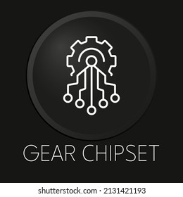 Icono mínimo de línea vectorial del chipset Gear en el botón 3D aislado en el fondo negro. Vector Premium.