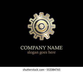 gear circle arrow gold logo
