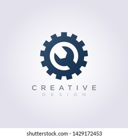 Gear Circle Mechanic Vector Illustration Design Clipart Symbol Logo Template.