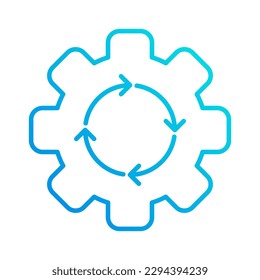 ilustración vectorial del icono de contorno de gradiente de automatización del sistema de engranajes y círculos