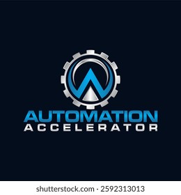 gear circle triangle company logo design