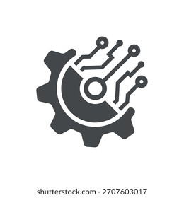 Schaltkreis-Symbol, schwarzes Tech-Symbol für Automatisierung und Technik