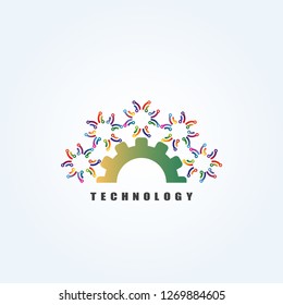 gear with Circuit icon templates , vector logo technology for business corporate , elements , illustration