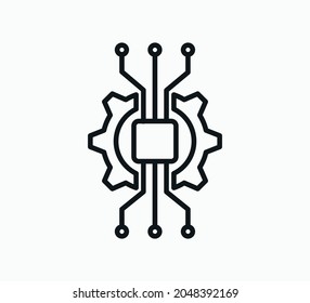 Gear and circuit icon vector logo design illustration