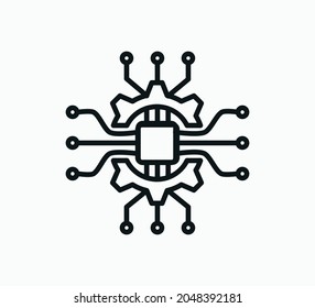 Gear and circuit icon vector logo design illustration