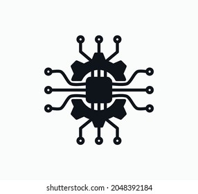 Vektorlogo-Design-Illustration für Geber und Schaltkreise
