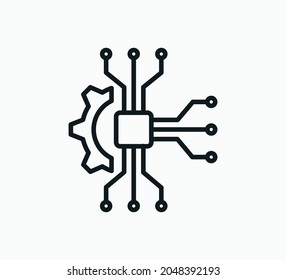 Gear and circuit icon vector logo design illustration