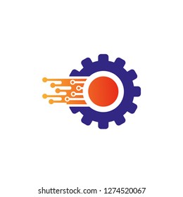 Gear with circuit icons template, vector logo technology for business corporate, elements, illustration