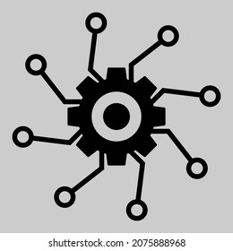 Gear circuit links vector icon. An isolated flat icon illustration of gear circuit links with nobody.