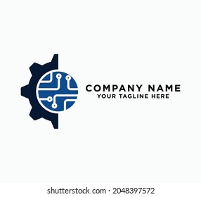 Gear Circuit Logo Design Template Flat Stock Vector (Royalty Free ...