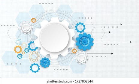 Gear circuit technology background with hi-tech digital data connection system and computer electronic