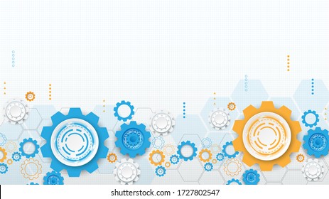 Gear circuit technology background with hi-tech digital data connection system and computer electronic