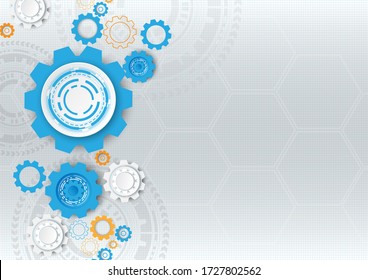 Gear circuit technology background with hi-tech digital data connection system and computer electronic